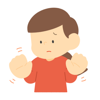両手を振って拒否する女の子の無料イラスト｜生活指導向け素材
