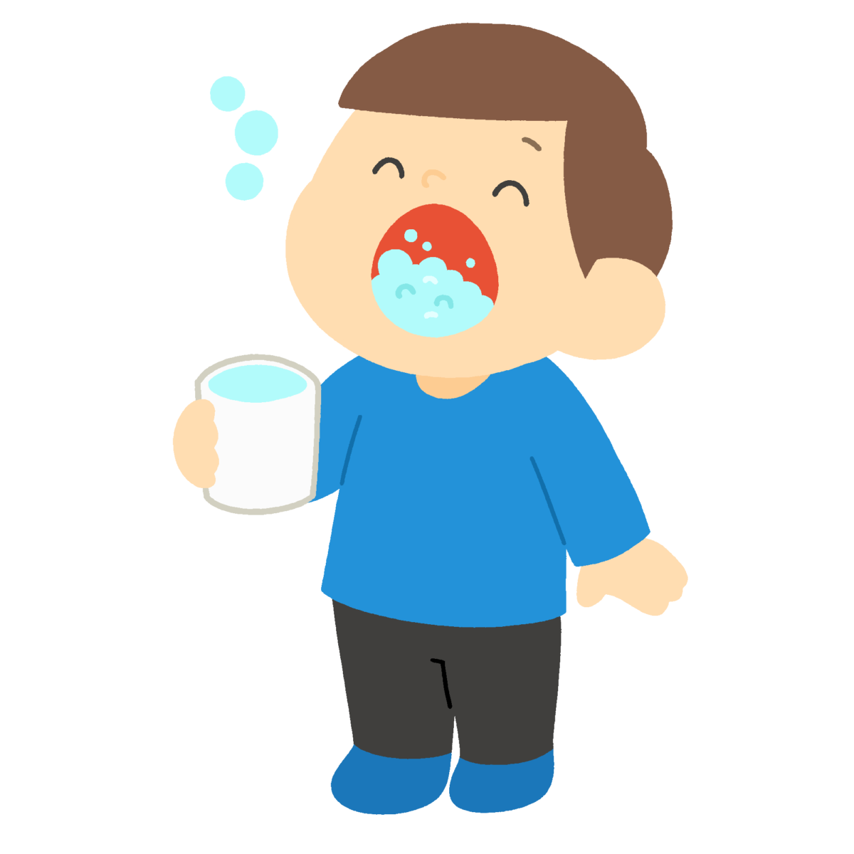 がらがらうがいをする男の子の無料イラスト｜保健だより向け素材