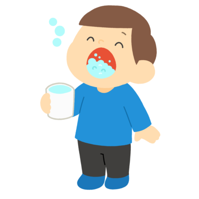 がらがらうがいをする男の子の無料イラスト｜保健だより向け素材