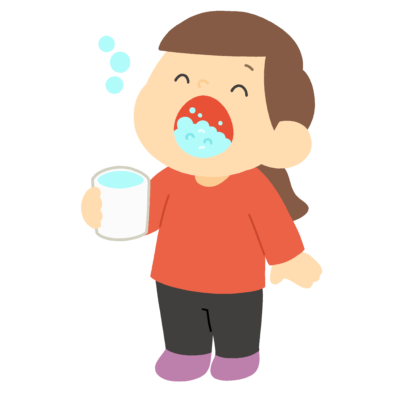 がらがらうがいをする女の子の無料イラスト｜保健だより向け素材