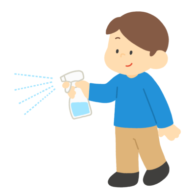 消臭剤スプレーをする男性の無料イラスト|生活衛生素材