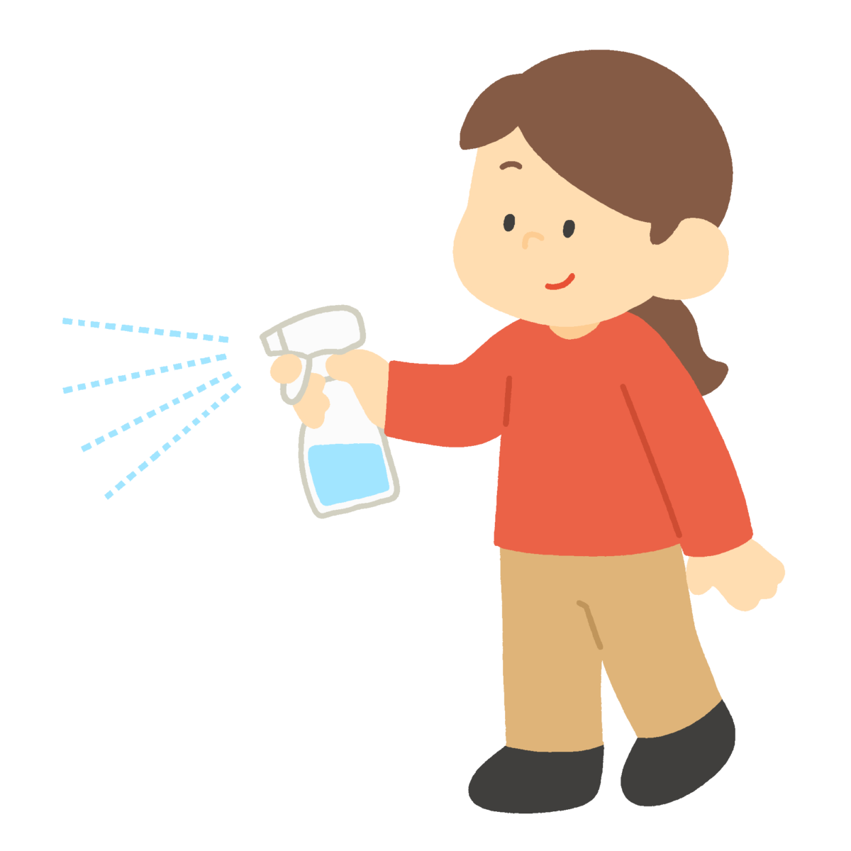 消臭剤スプレーをする女性の無料イラスト｜生活衛生素材