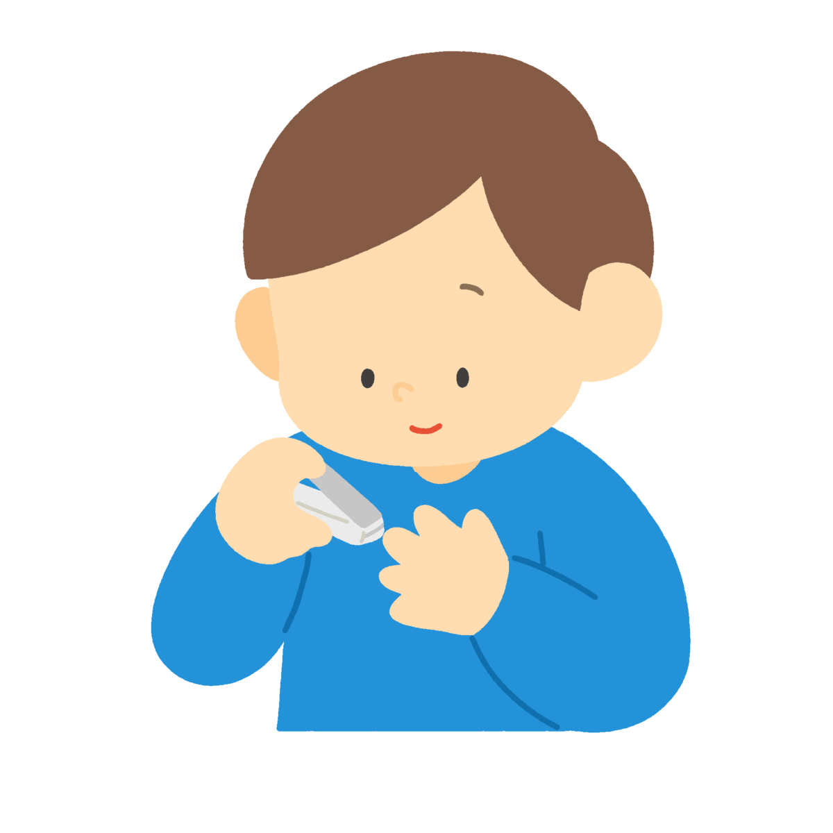 爪を切る男の子の無料イラスト｜保健衛生向け素材