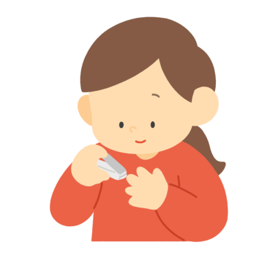 爪切りをする女の子の無料イラスト|保健衛生向け素材