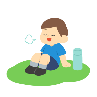 座って休む男の子の無料イラスト｜保健だより向け素材