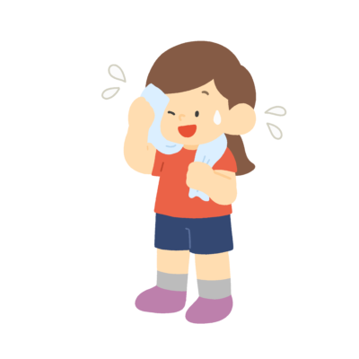汗を拭く女の子の無料イラスト｜保健だより向け素材