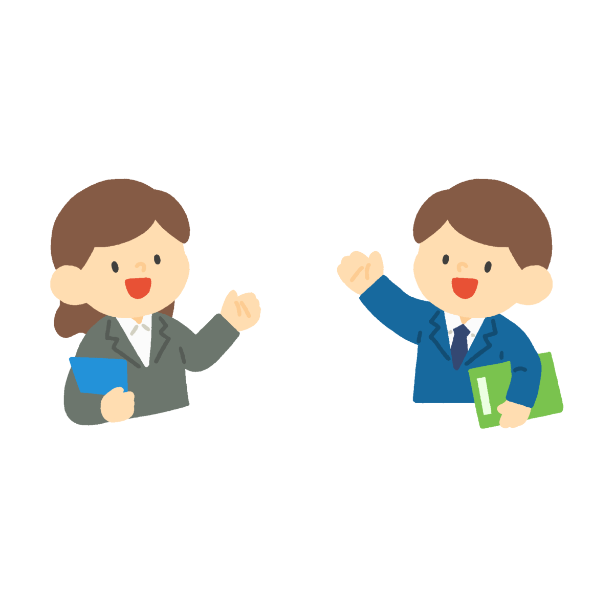 手を振る先生たちの無料イラスト｜園だより向け素材
