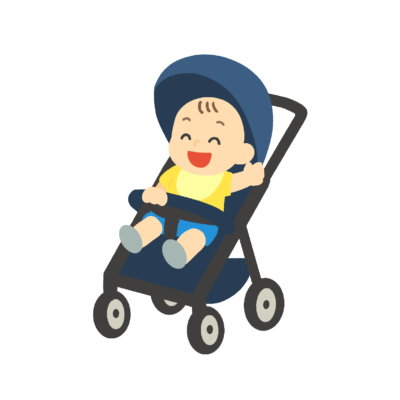 ベビーカーの子どもの無料イラスト｜育児向け素材