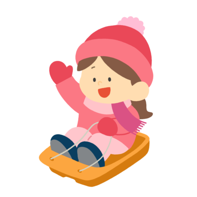 そり遊びをする女の子の無料イラスト|冬遊び向け素材