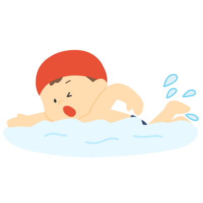 クロール泳ぎをする子どもの無料イラスト|体育向け素材