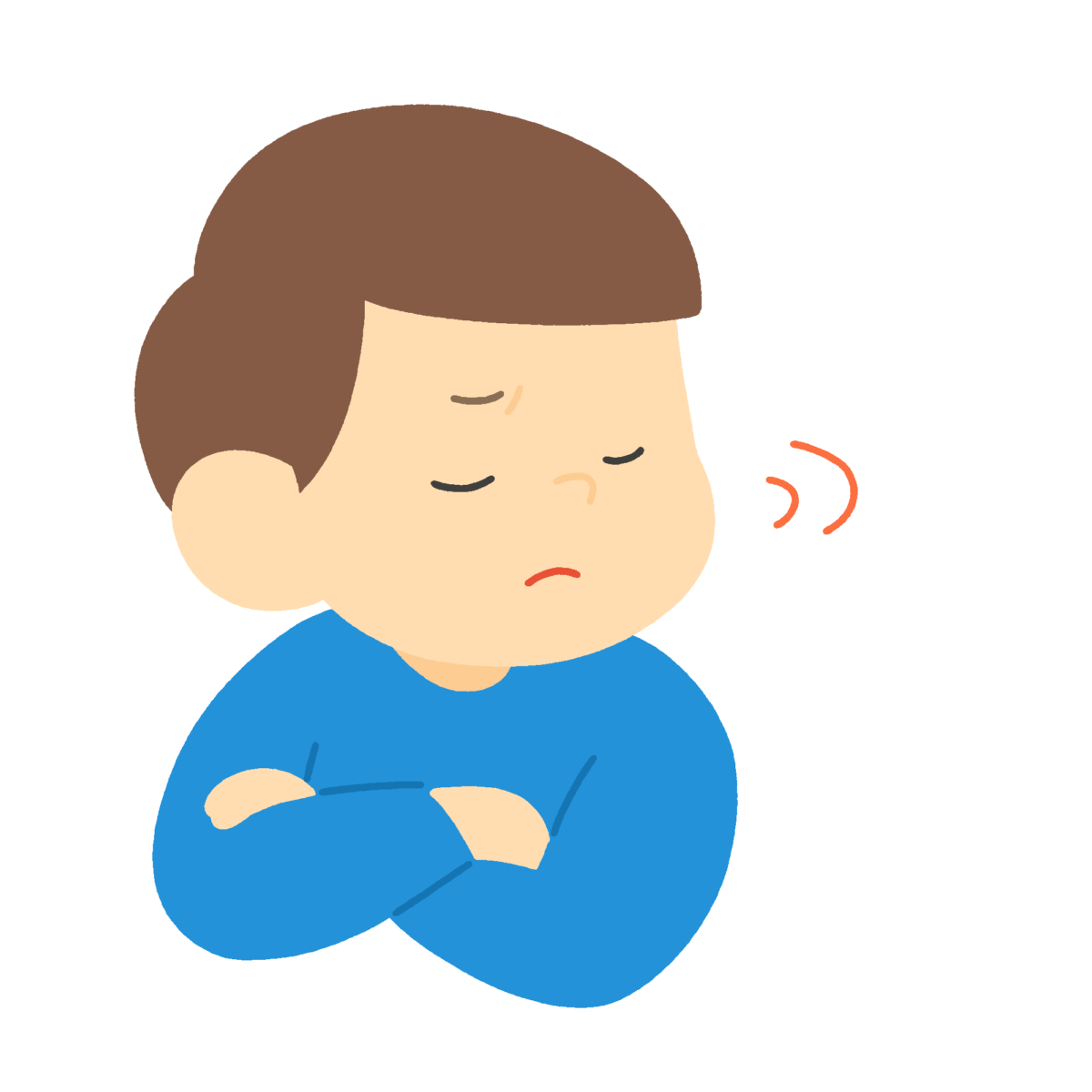 首を振る男の子の無料イラスト｜生活指導向け素材