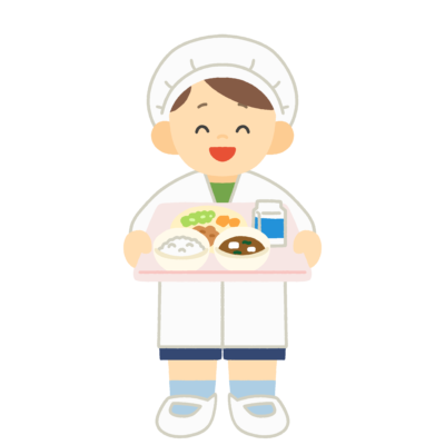 給食を運ぶ給食当番の無料イラスト|給食向け素材