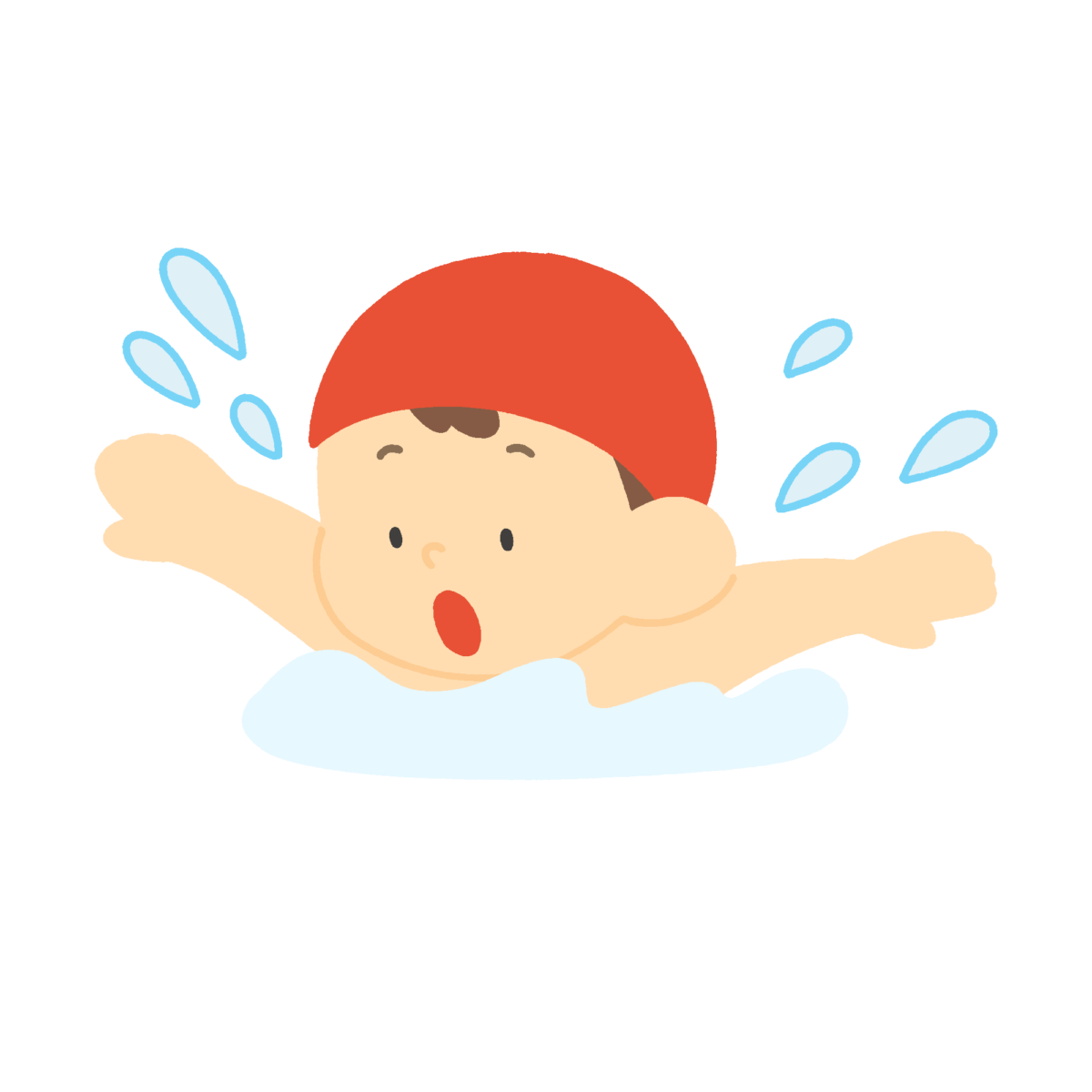 バタフライ泳ぎをする子どもの無料イラスト｜体育向け素材
