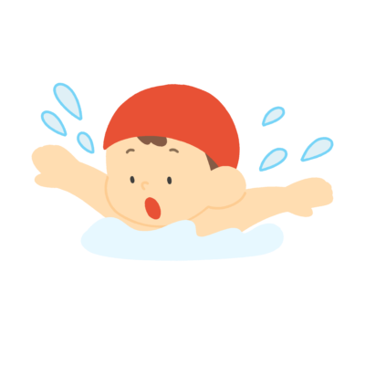 バタフライ泳ぎをする子どもの無料イラスト|体育向け素材