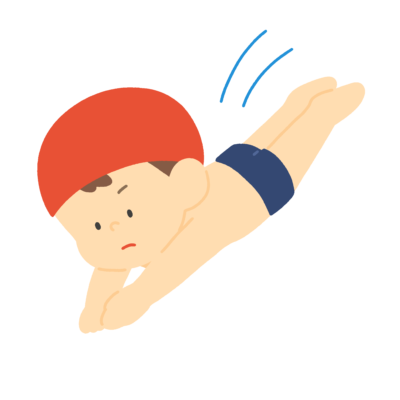 水泳の飛び込みをする子どもの無料イラスト｜体育向け素材