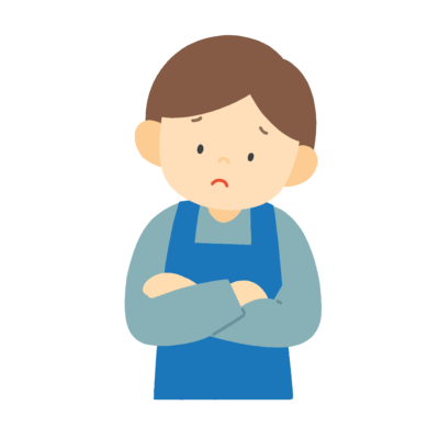 首を傾げる主夫の無料イラスト|生活学習向け素材