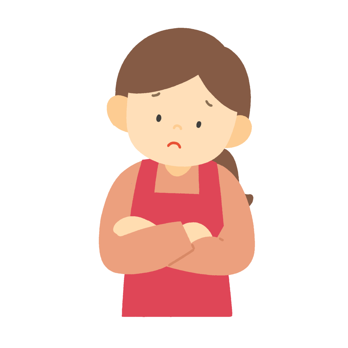 首を傾げる女性の無料イラスト｜生活指導向け素材