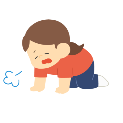 疲れて床に手をつく女性の無料イラスト|保健向け素材