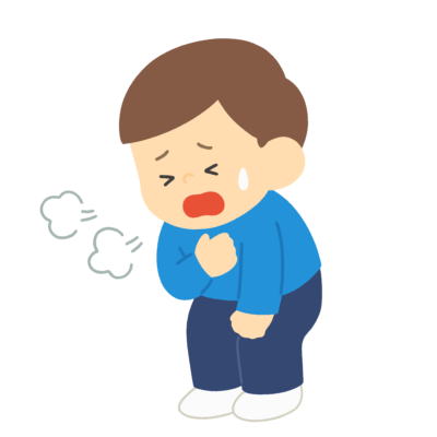 胸を押さえて呼吸する男の子の無料イラスト｜保健向け素材