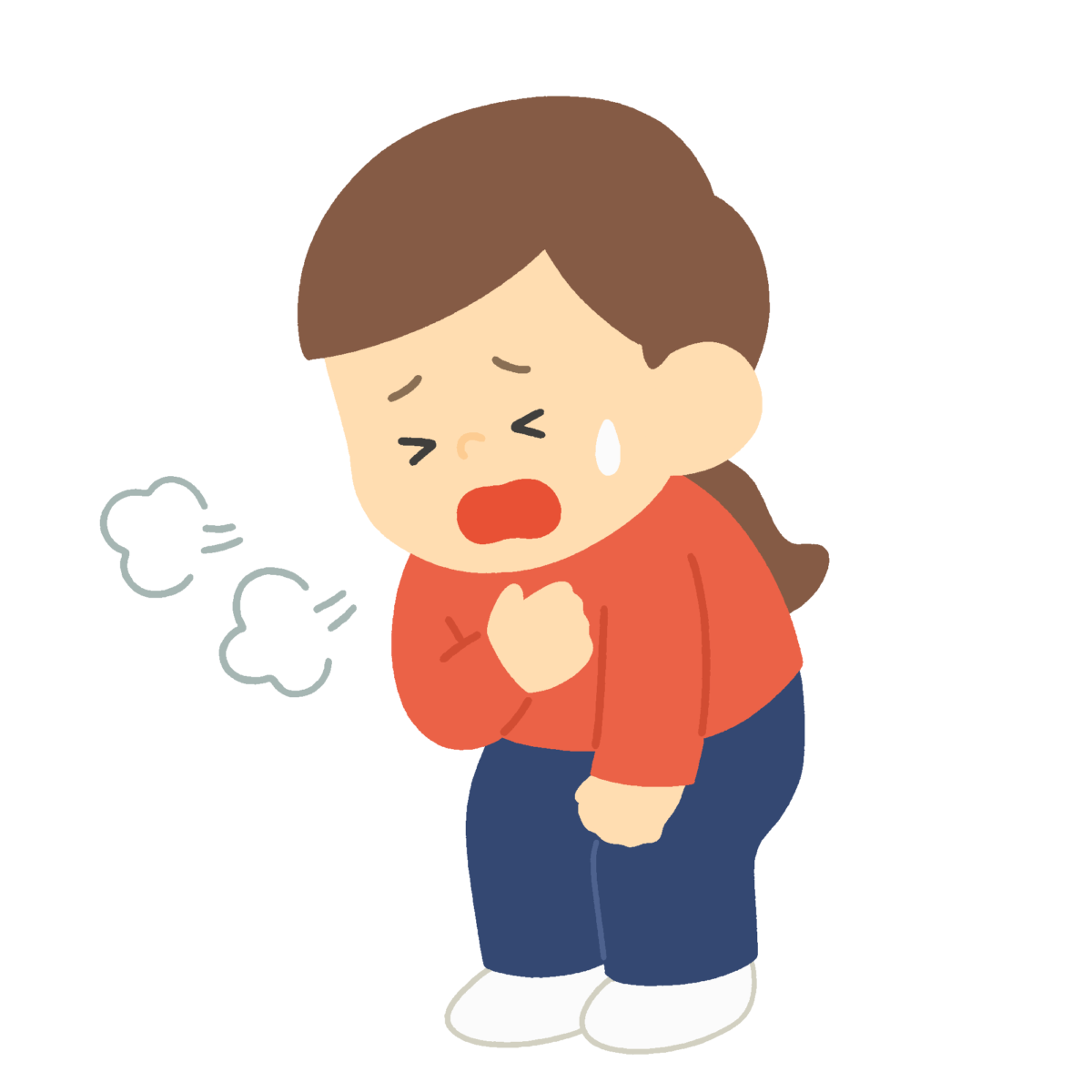苦しそうに息をする女の子の無料イラスト｜保健向け素材
