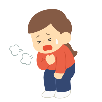 苦しそうに息をする女の子の無料イラスト｜保健向け素材