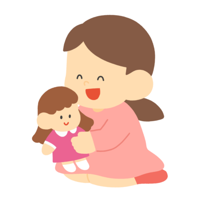 人形遊びをする子どもの無料イラスト｜保育活動向け素材