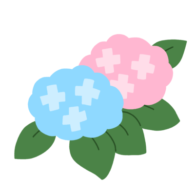 アジサイの花の無料イラスト|梅雨の学級通信向け素材
