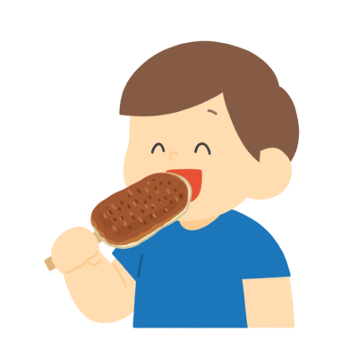 五平餅を食べる子どもの無料イラスト｜郷土食向け素材
