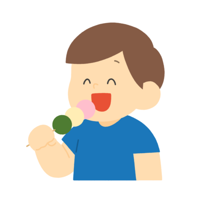 三色団子を食べる子どもの無料イラスト|行事食向け素材
