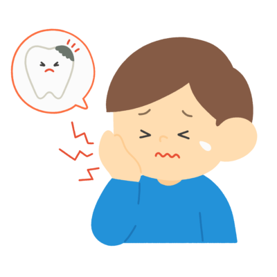 虫歯を押さえる男の子の無料イラスト｜保健向け素材