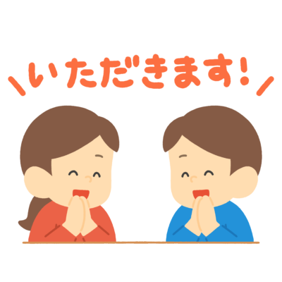 いただきますする子どもたちの無料イラスト｜給食向け素材