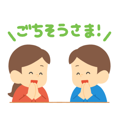 ごちそうさまする子どもたちの無料イラスト｜給食向け素材