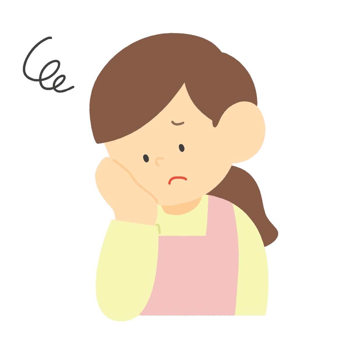困った表情の女性の無料イラスト｜相談案内向け素材