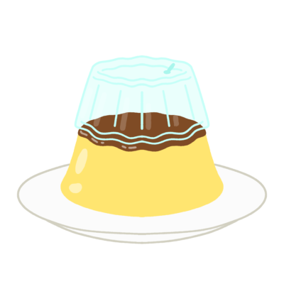ぷっちんと出すプリンの無料イラスト