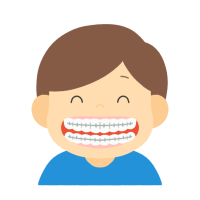 矯正装置の男の子の無料イラスト｜保健指導向け素材