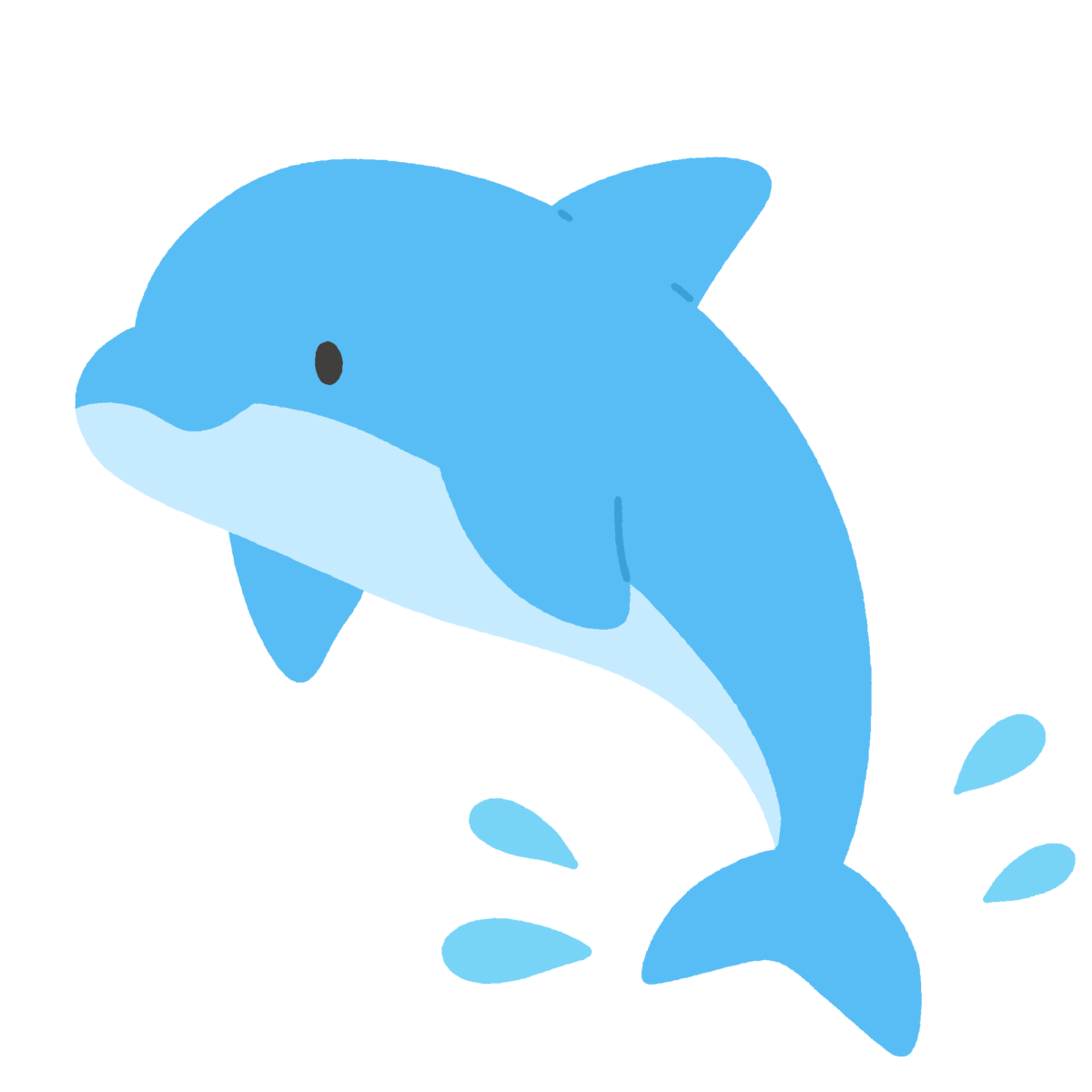 飛び跳ねるイルカキャラクターの無料イラスト｜海素材