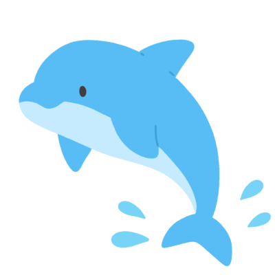 飛び跳ねるイルカキャラクターの無料イラスト｜海素材