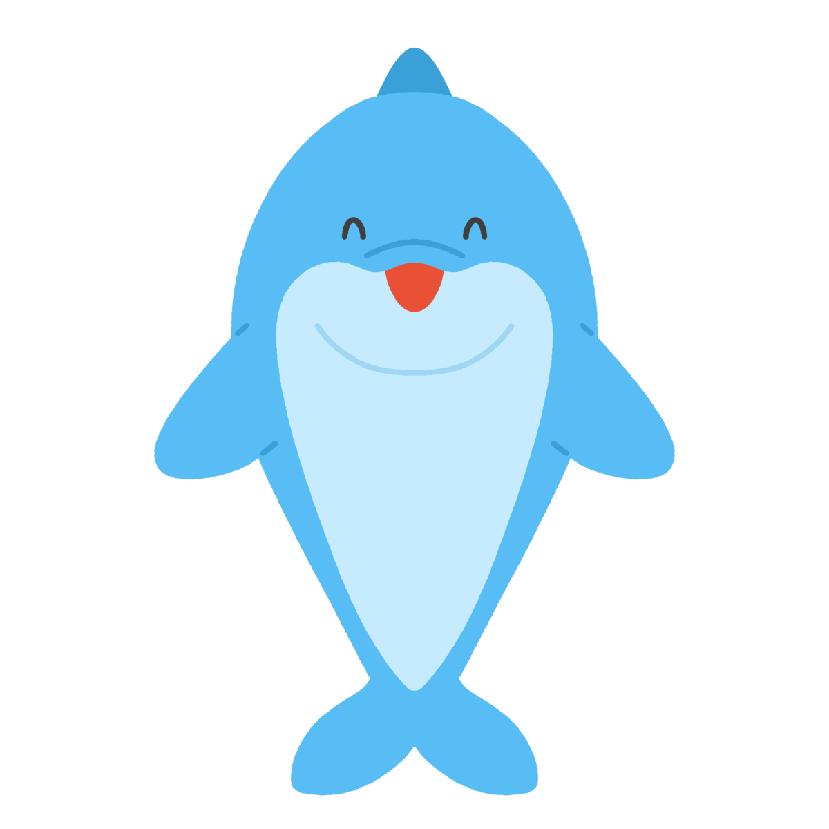 正面のイルカキャラクターの無料イラスト｜海素材