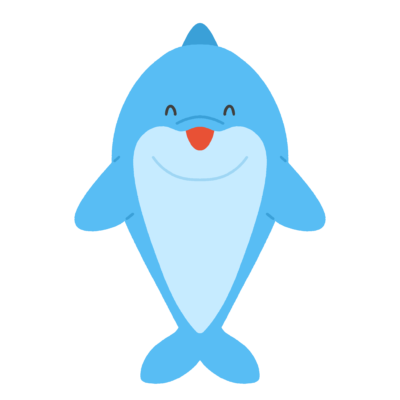 正面のイルカキャラクターの無料イラスト｜海素材
