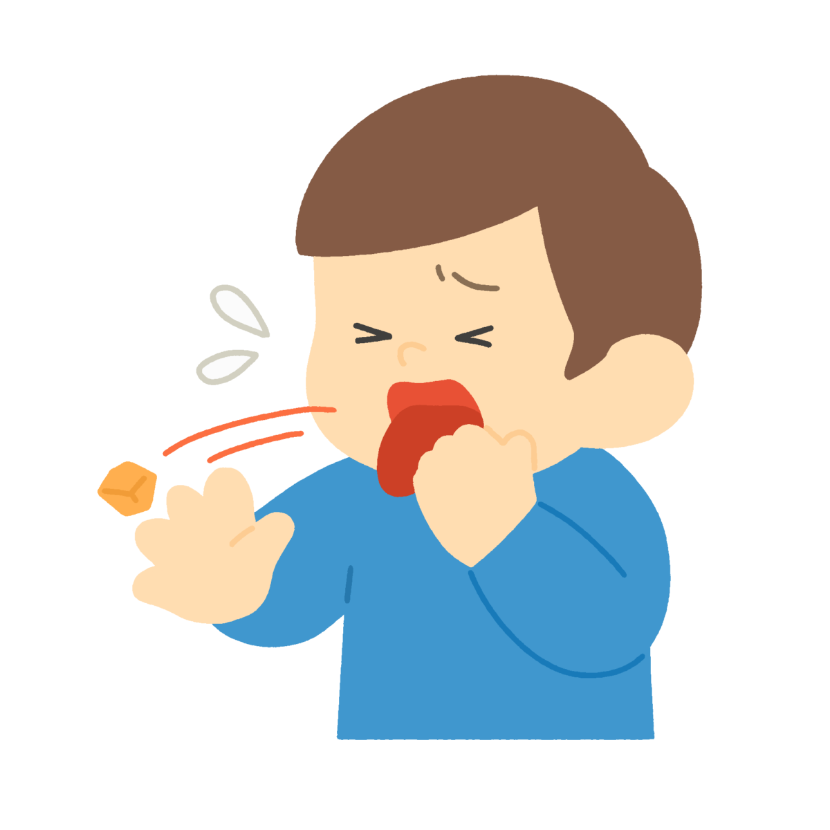 食べ物を吐き出す男の子の無料イラスト｜食育向け素材
