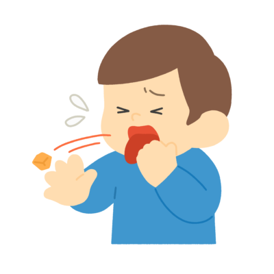 食べ物を吐き出す男の子の無料イラスト｜食育向け素材