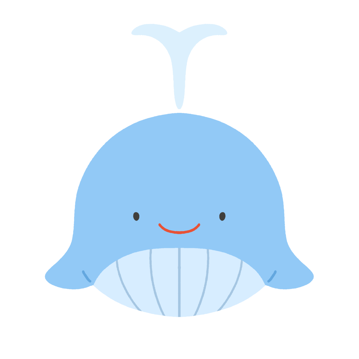 正面のクジラキャラクターの無料イラスト｜海素材