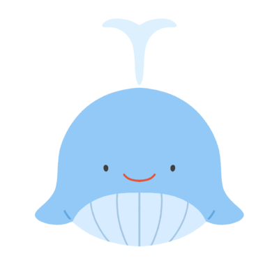 正面のクジラキャラクターの無料イラスト｜海素材