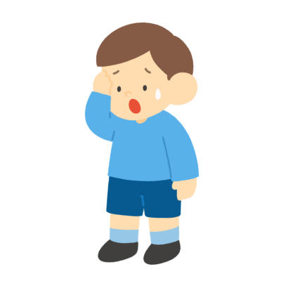 忘れ物に困る男の子の無料イラスト｜学校生活向け素材
