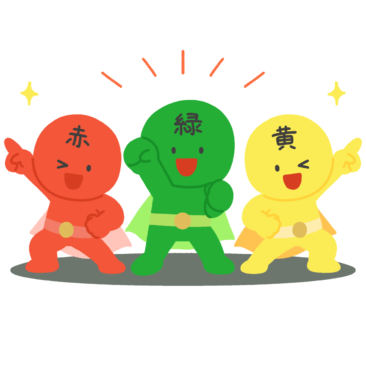 ３色食品群キャラクターの無料イラスト｜食育向け素材