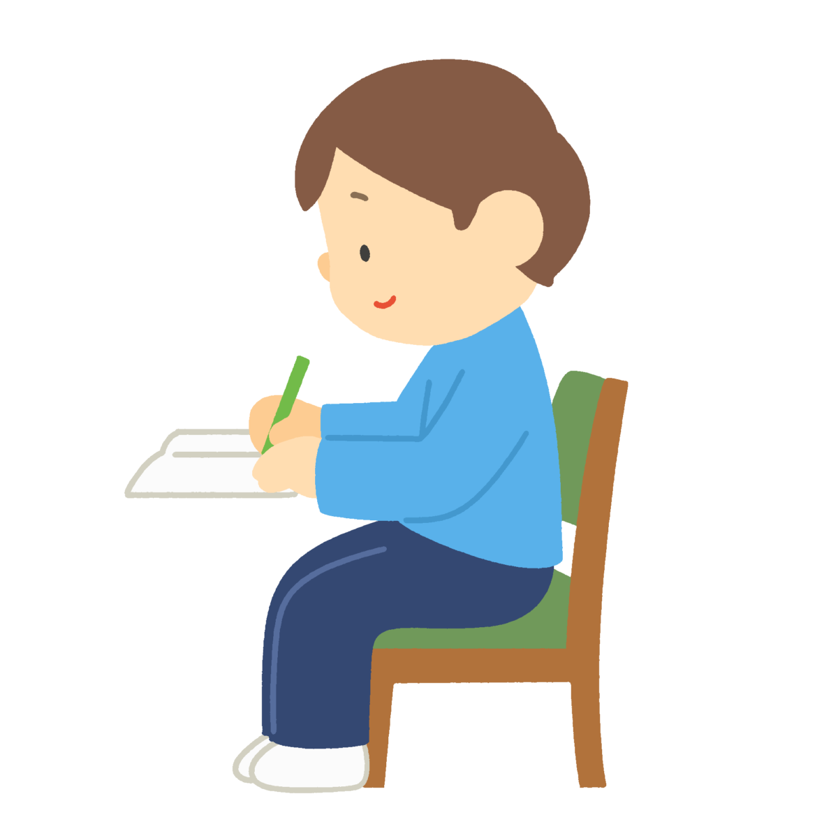 よい姿勢で勉強する子どもの無料イラスト｜保健向け素材