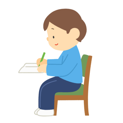 よい姿勢で勉強する子どもの無料イラスト｜保健向け素材