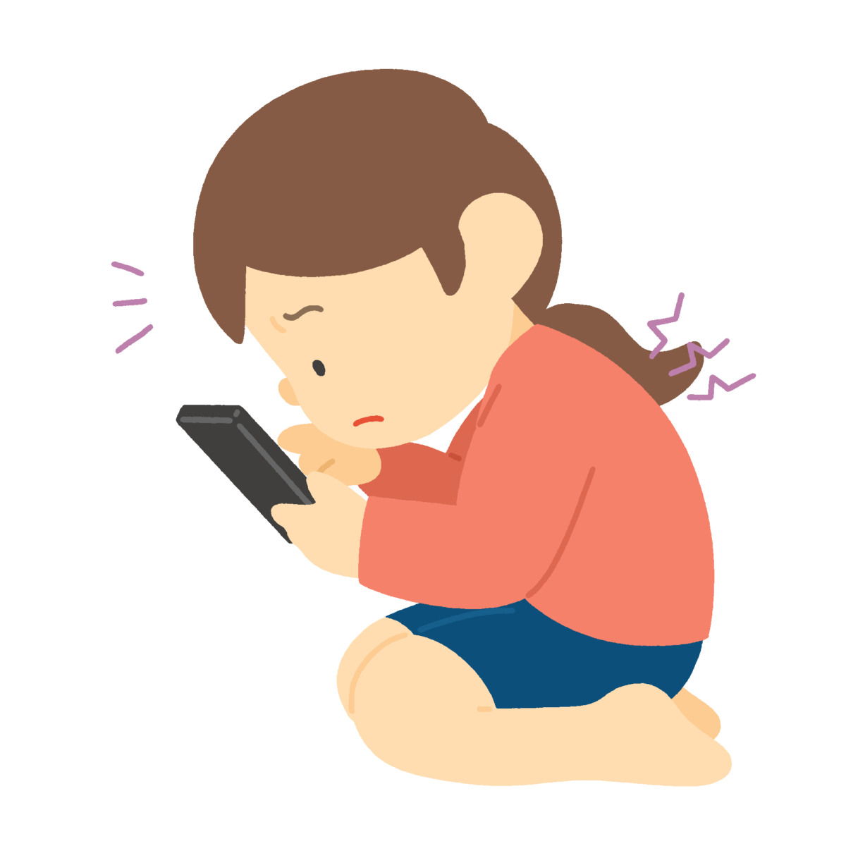 近くでスマホを見る女の子の無料イラスト｜保健素材