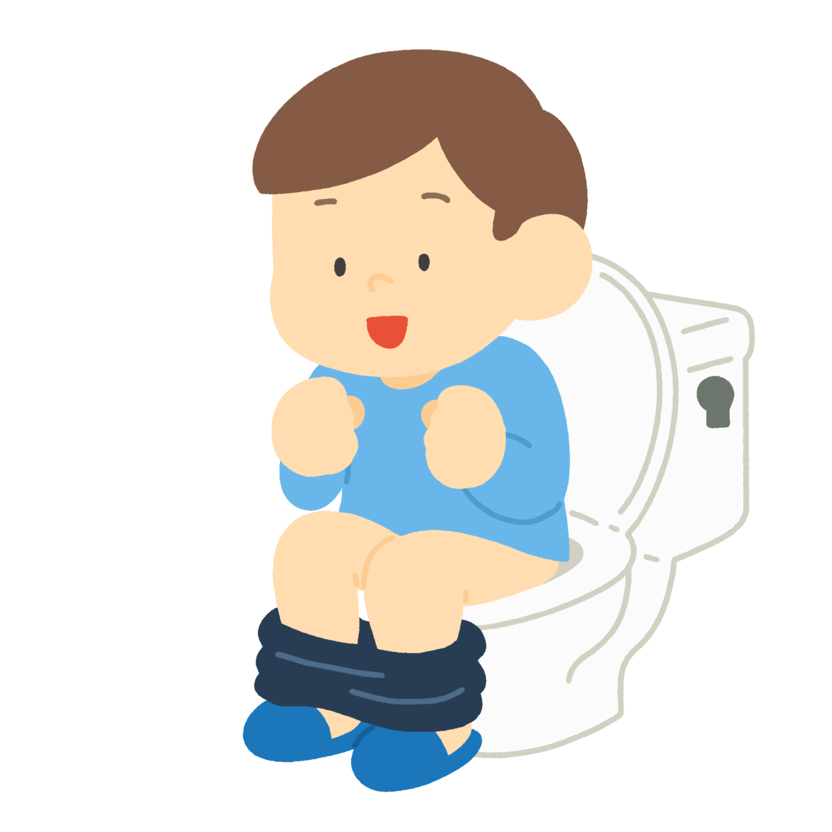 トイレでうんちをする子の無料イラスト｜保健素材