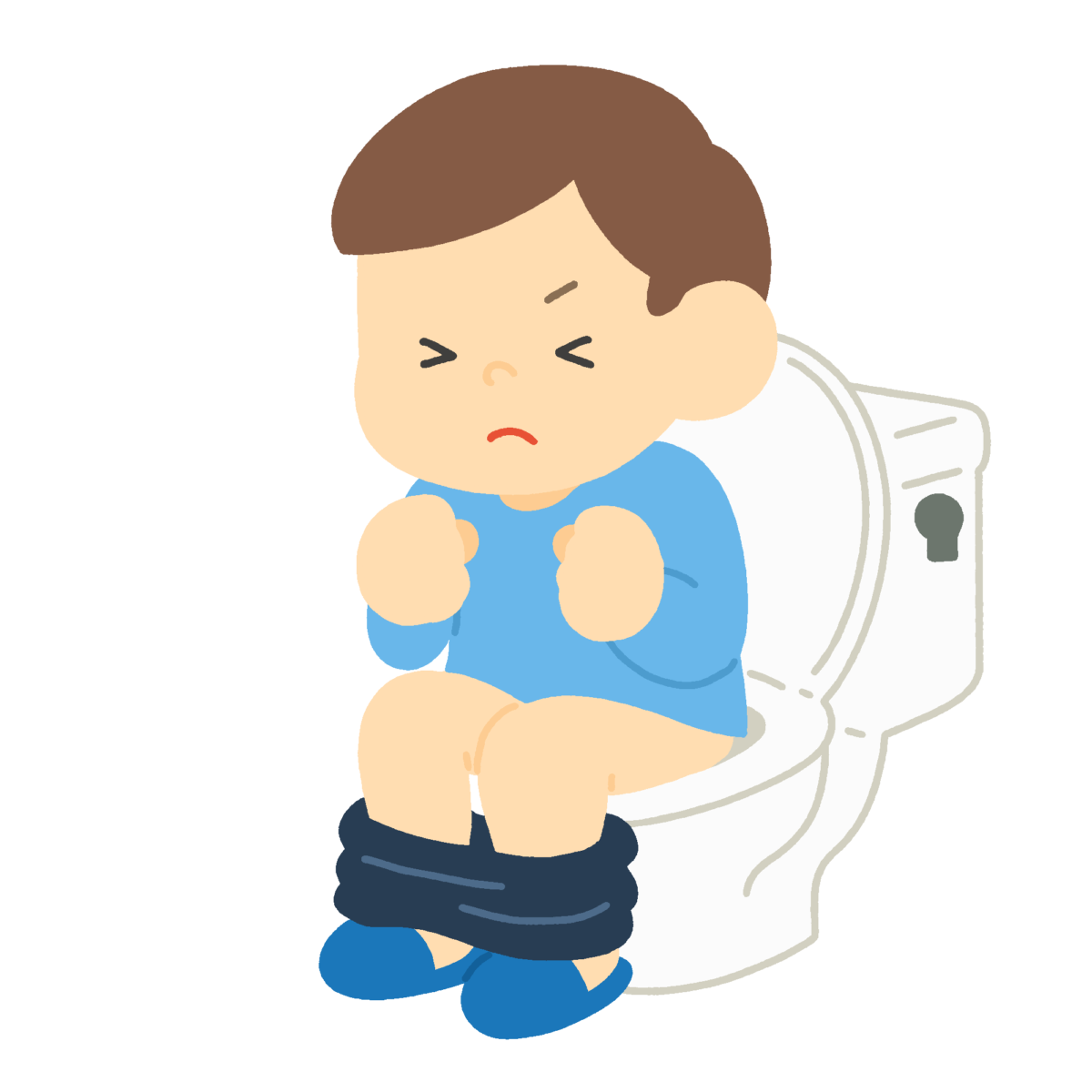 トイレでふんばる子どもの無料イラスト｜保健素材